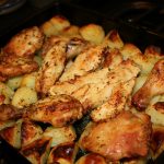 Roast Chicken with Potatoes and lemon